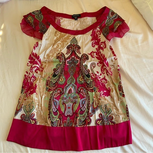 BEBE Red Y2K Multicolored Ethnic Patterned Women’s Top - Picture 3 of 5